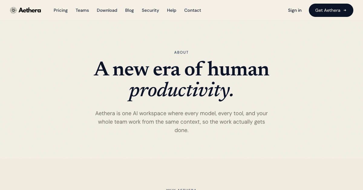 About · Aethera